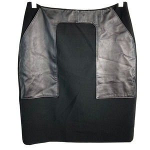 Etcetera Skirt Womens Sz 2 Black‎ Leather Accent Stretch Straight Pencil Mini